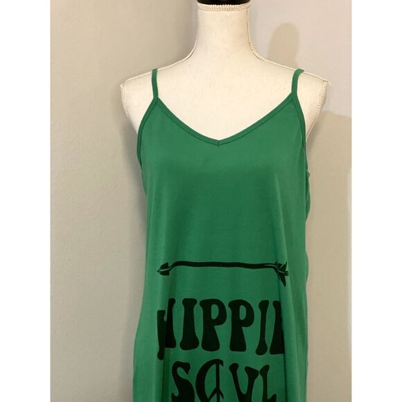 Misslook Womens Small  Maxi Dress "Hippie Soul" Spaghetti Strap V Neck Green - Picture 3 of 8